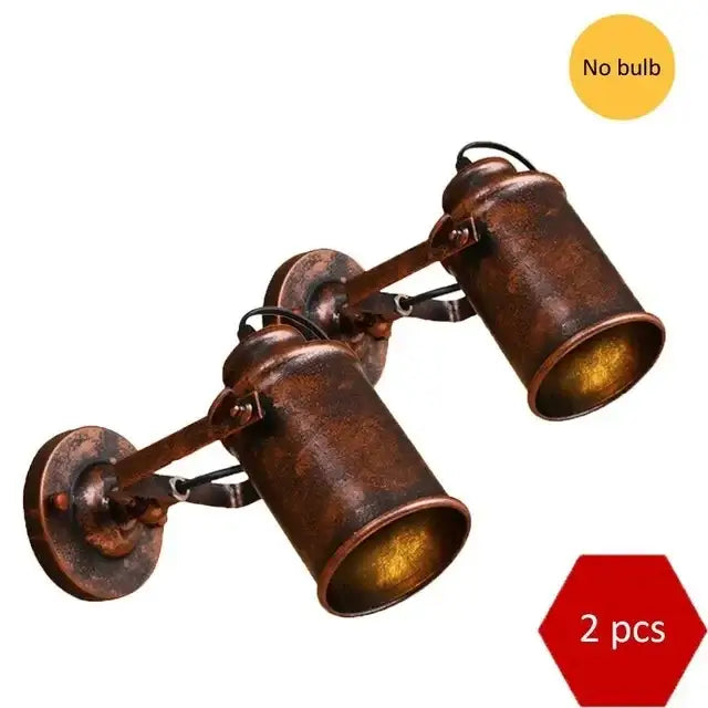Rustic copper industrial vintage wall lamp with two adjustable spotlight arms by decorbites wall lamp