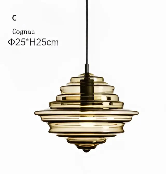Cognac-colored tiered glass pendant lamp with sleek modern design for decorbites industrial vintage glass lighting
