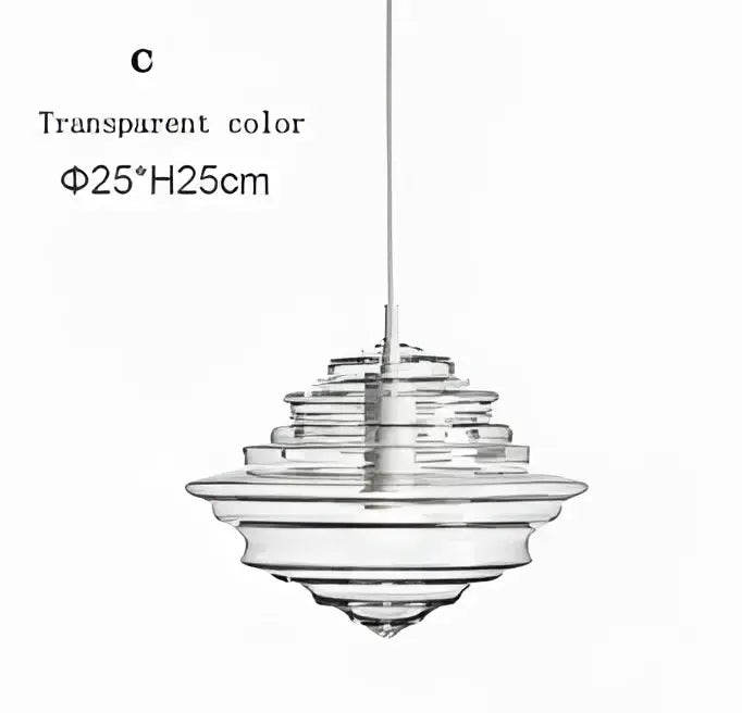 Transparent glass industrial vintage pendant lamp with amber and clear concentric tiers for dining room decorbites industrial vintage