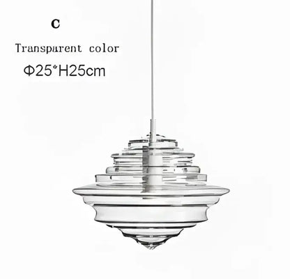 Transparent glass industrial vintage pendant lamp with amber and clear concentric tiers for dining room decorbites industrial vintage