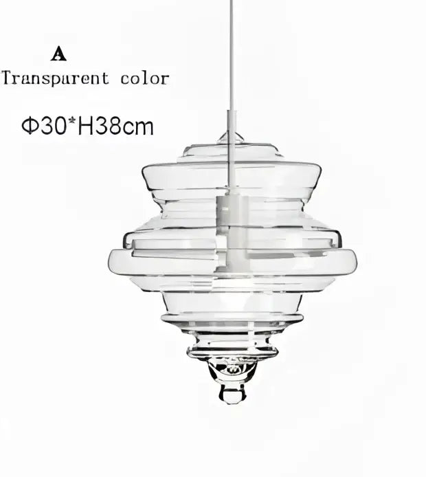 Transparent glass pendant lamp with tiered concentric rings in amber and clear for decorbites industrial vintage decor