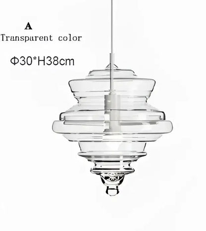 Transparent glass pendant lamp with tiered concentric rings in amber and clear for decorbites industrial vintage decor