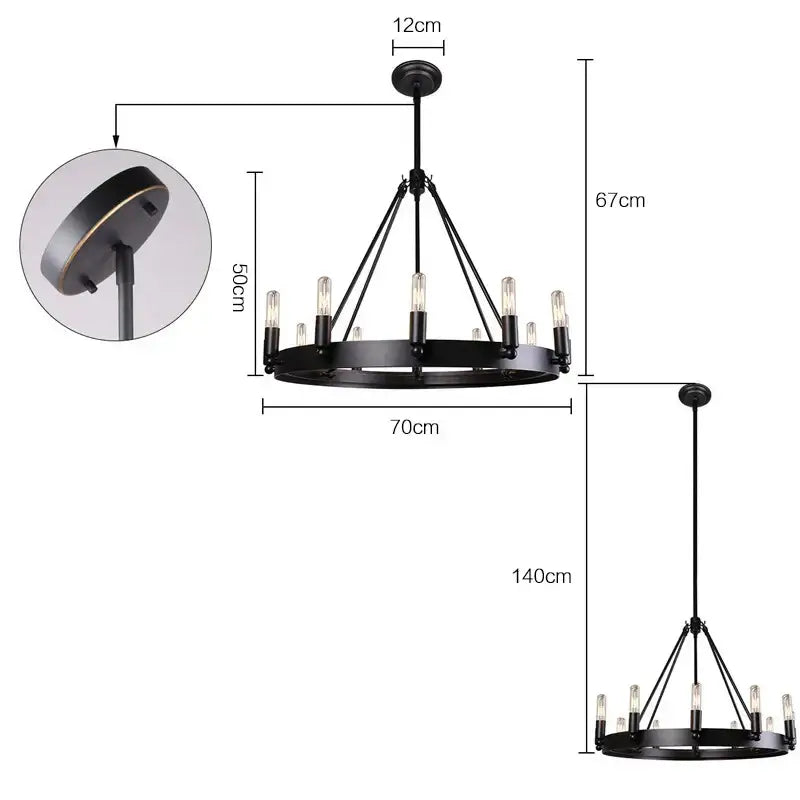 Black wrought iron industrial vintage iron 8 light chandelier with exposed edison bulbs pendant lights for kitchen decorbites vintage style