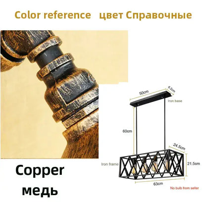 Copper-finished industrial vintage loft pendant lamp with black metal frame and exposed bulb sockets for dining room decorbites industrial vintage