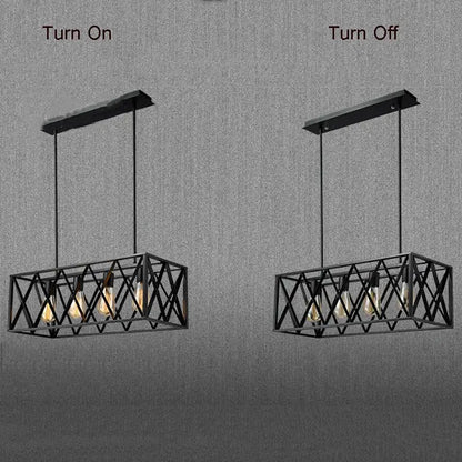 Industrial vintage loft black metal pendant lamp with geometric lattice design and exposed Edison bulbs for dining room decorbites industrial vintage