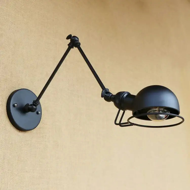 Black industrial vintage wall sconce with articulated swing arm and dome shade ideal for bedroom decorbites industrial vintage wall