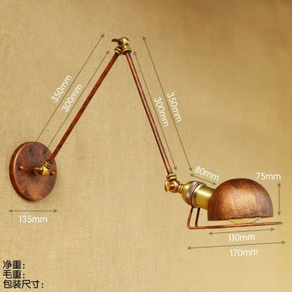 Antique brass adjustable wall sconce with domed shade and articulated arms for decorbites industrial vintage wall decor