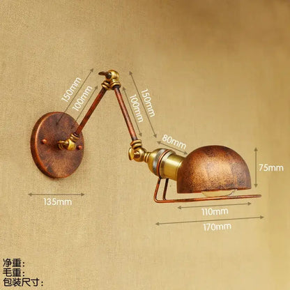 Antique brass industrial vintage wall sconce with domed shade and articulated arm for bedroom decorbites industrial vintage