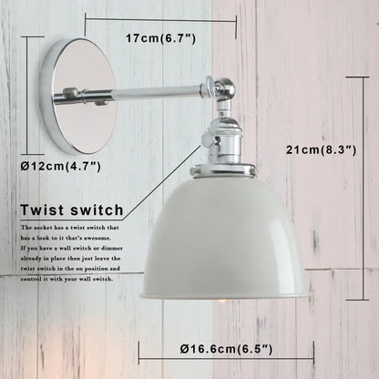 Industrial vintage wall chrome sconce lights with matte off white ceramic shade and adjustable arm for bedroom decorbites decor