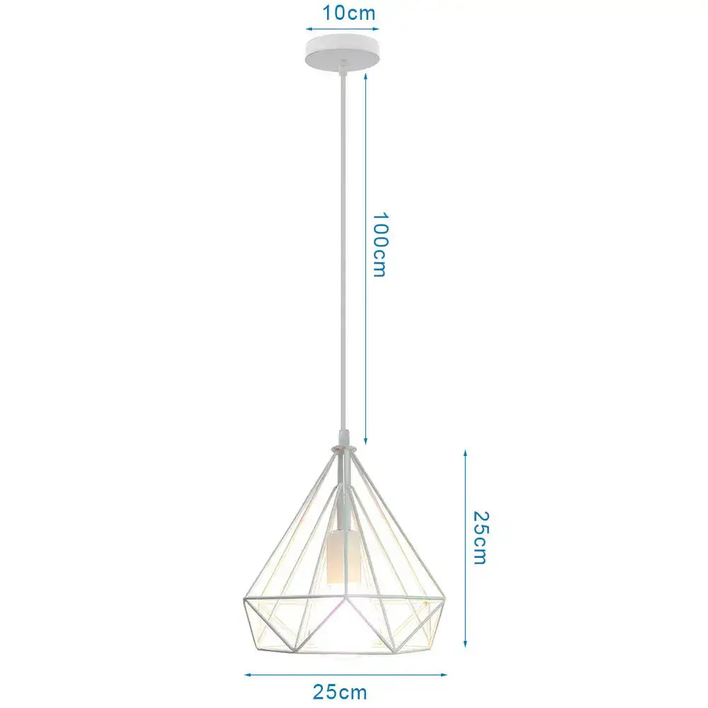 White geometric pendant light with minimalist metal frame and frosted glass shade for decorbites industrial vintage loft