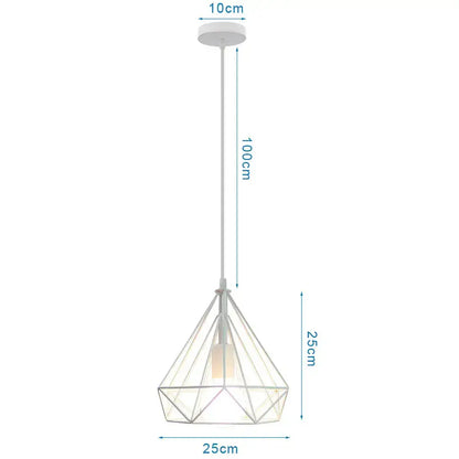 White geometric pendant light with minimalist metal frame and frosted glass shade for decorbites industrial vintage loft