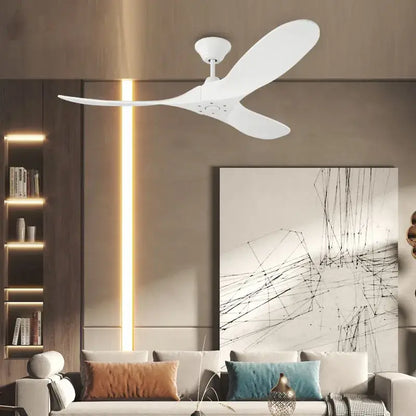 White three-blade ceiling fan with sleek modern design for decorbites industrial vintage wooden brushed nickel living room