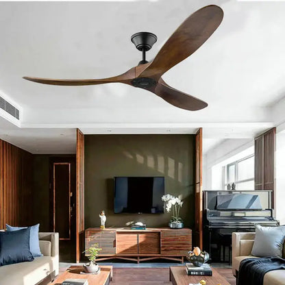 Industrial vintage wooden ceiling fan with dark wood blades and black hub for living room decorbites industrial vintage style