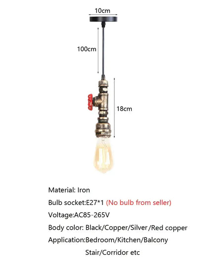 Industrial water pipe chandelier kitchen pendant light with black, copper, silver, and red copper accents by decorbites