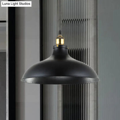 Decorbites wrought iron dome industrial pendant light with black matte finish and weathered brass fixture for led incandescent fluorescent bulbs 110v-120v 220v-240v