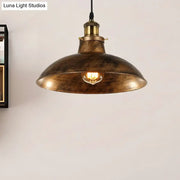 Antique brass wreath iron dome industrial pendant light with distressed finish and exposed bulb for 110v-120v use