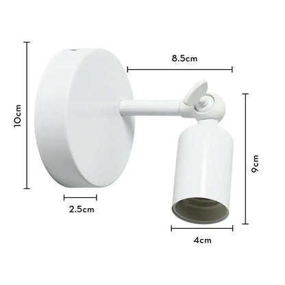 White adjustable wall sconce with cylindrical lamp head and circular base for decorbites industrial led bedroom lighting