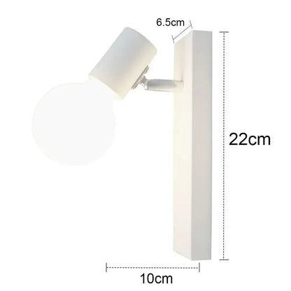 White minimalist wall sconce with cylindrical head and sleek rectangular base for decorbites industrial led wall lighting