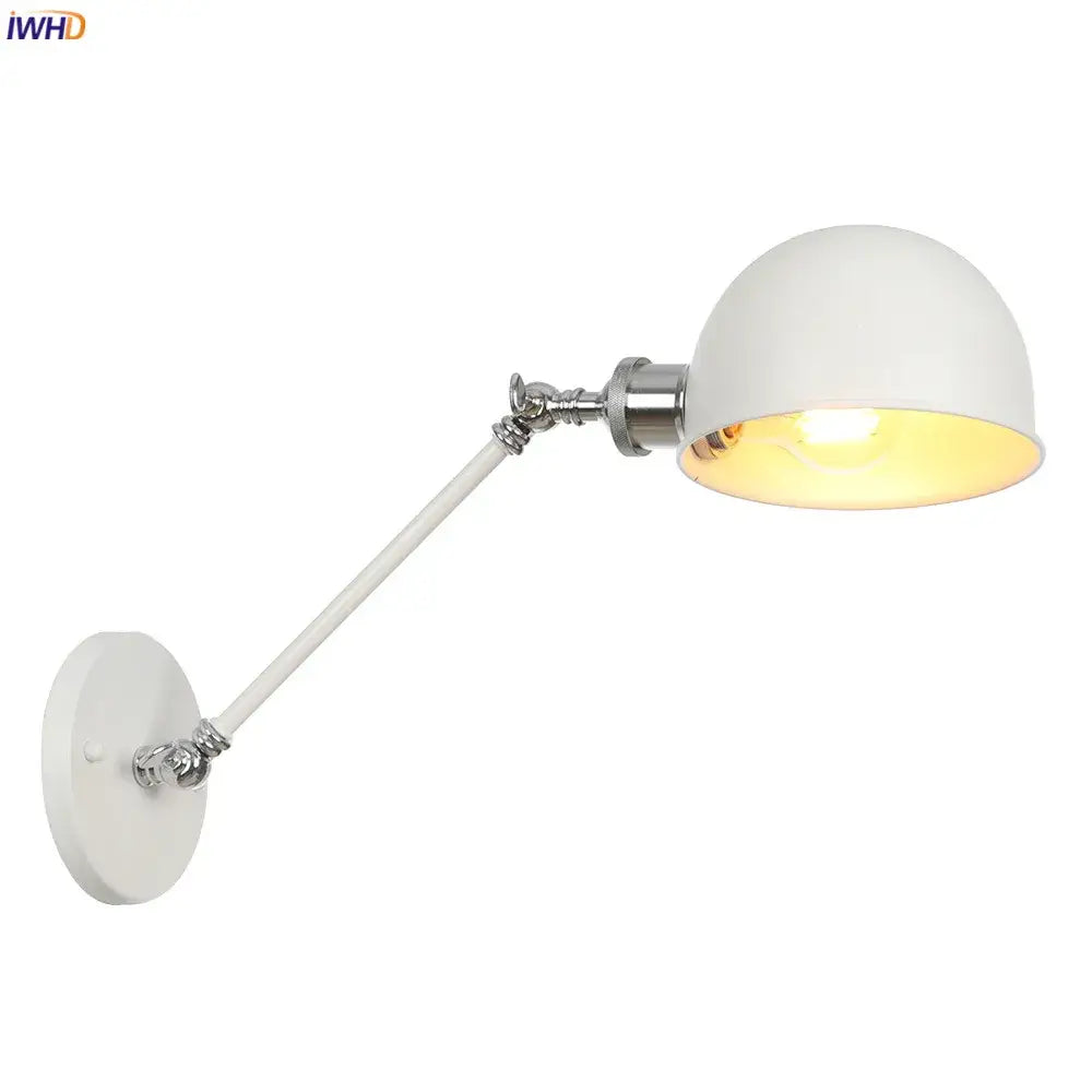 Industrial white and chrome adjustable swing arm wall sconce with curved arm and chrome accents for bedroom decorbites adjustable swing