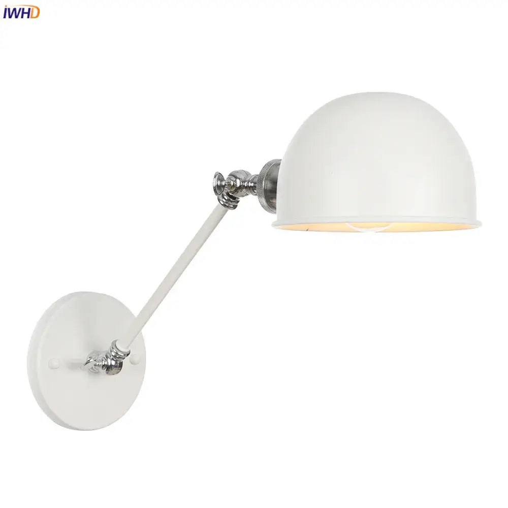White dome-shaped wall sconce with chrome adjustable swing arm and mounting plate for decorbites adjustable swing arm decor