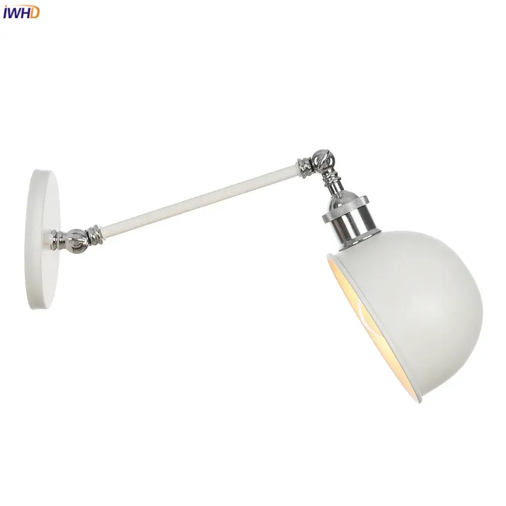 White wall sconce with chrome adjustable swing arm and dome shade for industrial bedroom decorbites adjustable swing design