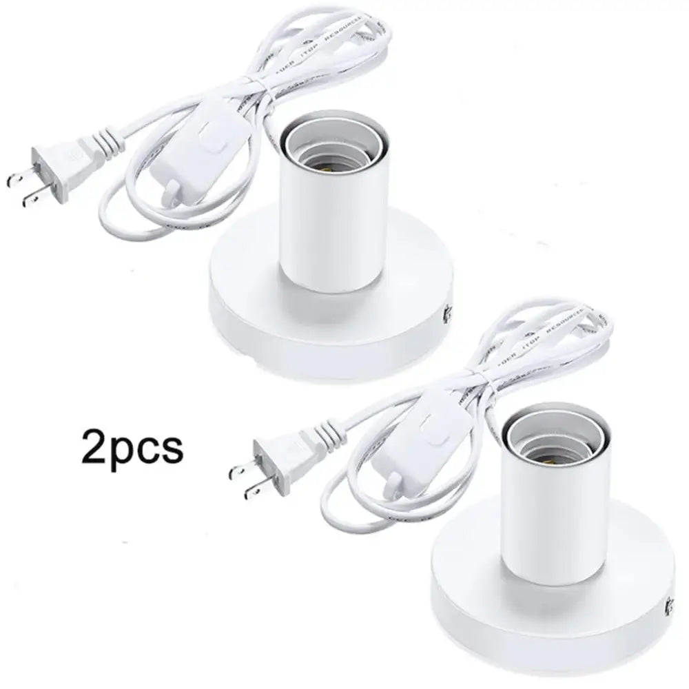 Industrial white table lamp base with white plastic wall-mounted lamp sockets power cords and switches for bedroom decorbites industrial white