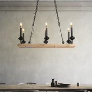 Decorbites vintage black metal pendant lighting with light wood base and candle style island light for dining room