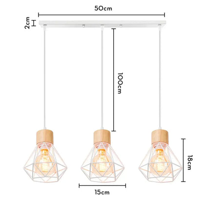 White geometric industrial wood pendant light with wooden caps and exposed filament bulbs for dining room decorbites industrial wood