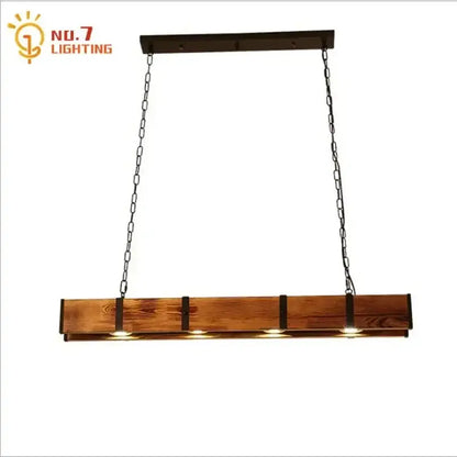 Rustic four light bar pendant lights with dark metal accents and chain suspension for dining room decorbites industrial wood pendant