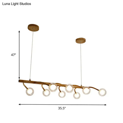 DecorBites industrial wooden chandelier with twisted bronze frame and modo clear glass shade for dining hall lighting