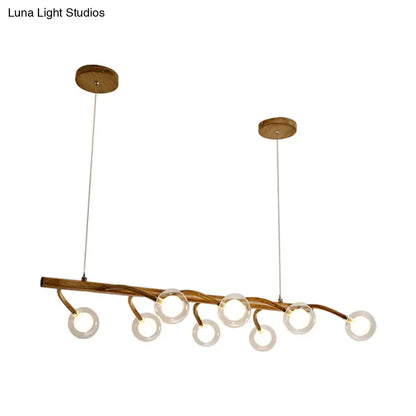 Decorbites industrial wooden chandelier with twisted rod and modo clear glass shade for dining hall lighting