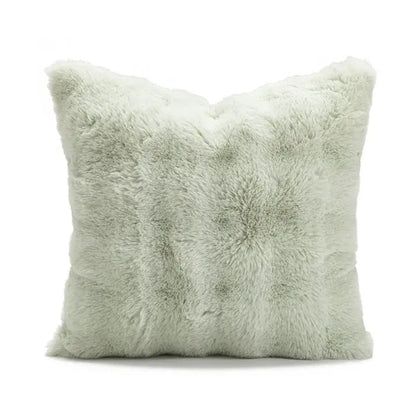 A soft light green plush textured ins wind matcha faux fur throw pillow for stylish living room decorbites ins wind decor
