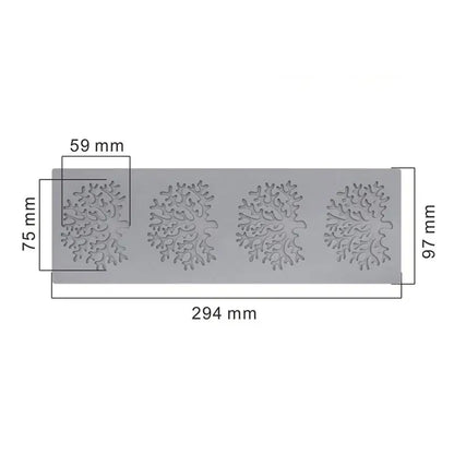 Gray silicone mold with four coral branch leaf designs for decorbites coral branch light blue kitchen tool
