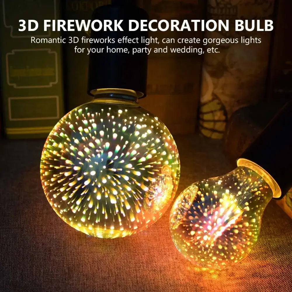 Iridescent 3d led fireworks decor bulb with a glowing spherical warm colorful light for living room ambient light