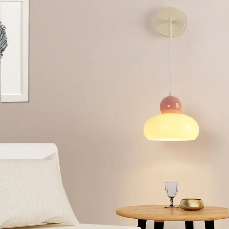 Pastel pink and yellow ceramic iron nordic led wall light with sleek white mount and pull chain for bedroom decorbites iron nordic