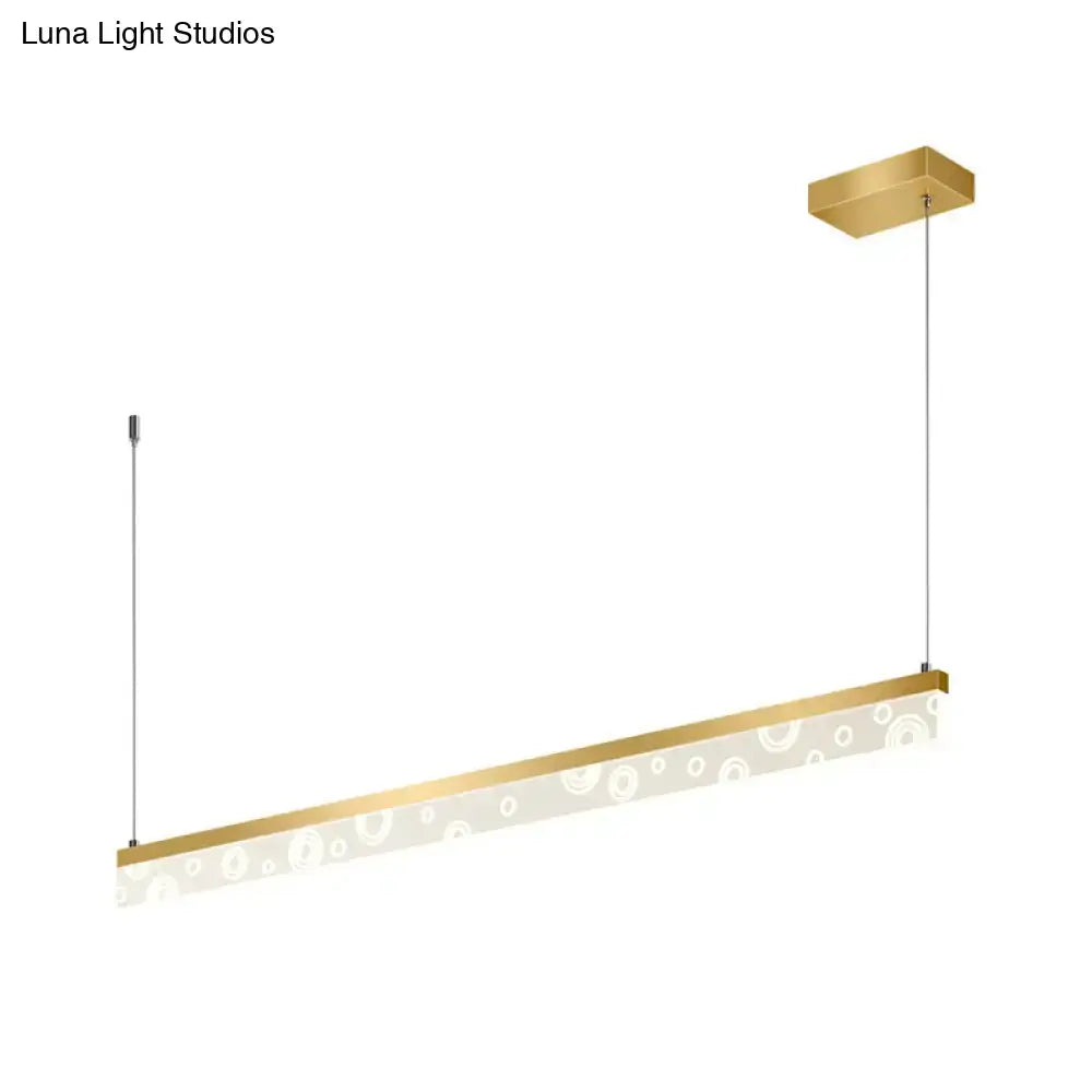 Decorbites™ gold aluminum island lamp with frosted glass panel featuring circular patterns warm white light fixture