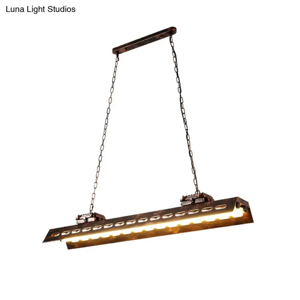 Industrial-style pendant light with rust finish dark bronze metal frame chain suspension and warm e26 e27 led lighting