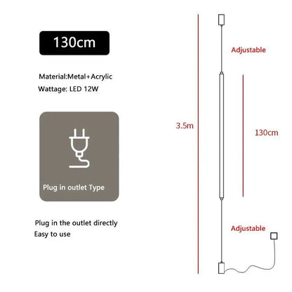 Italian Linear Black Metal & Acrylic Pendant Light - Decorbites