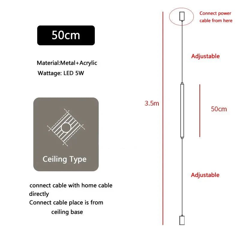 Italian Linear Black Metal & Acrylic Pendant Light - Decorbites