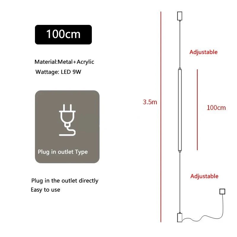 Italian Linear Black Metal & Acrylic Pendant Light - Decorbites