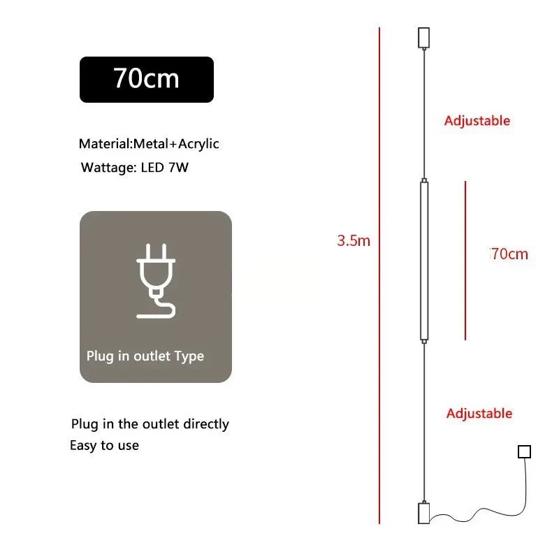 Italian Linear Black Metal & Acrylic Pendant Light - Decorbites