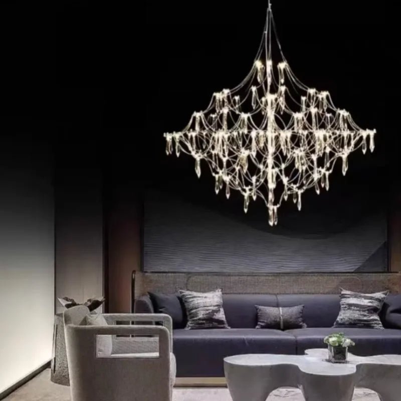 Italian Minimalist Crystal Pendant Light in Silver or Gold - Decorbites