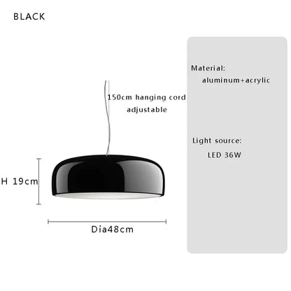 Black aluminum and acrylic dome ceiling lamp with sleek design for bedroom decorbites italian minimalist round style