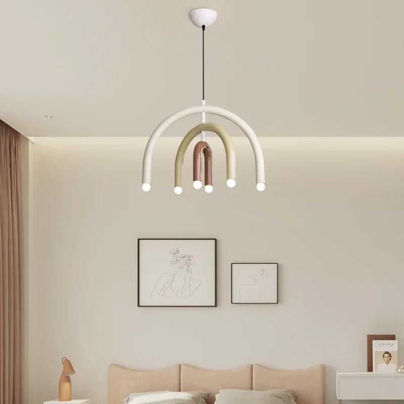 Italian Rainbow U-Shaped Pendant Light in Cream Aluminum - Decorbites