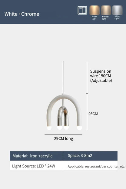 Italian Rainbow U-Shaped Pendant Light in Cream Aluminum - Decorbites