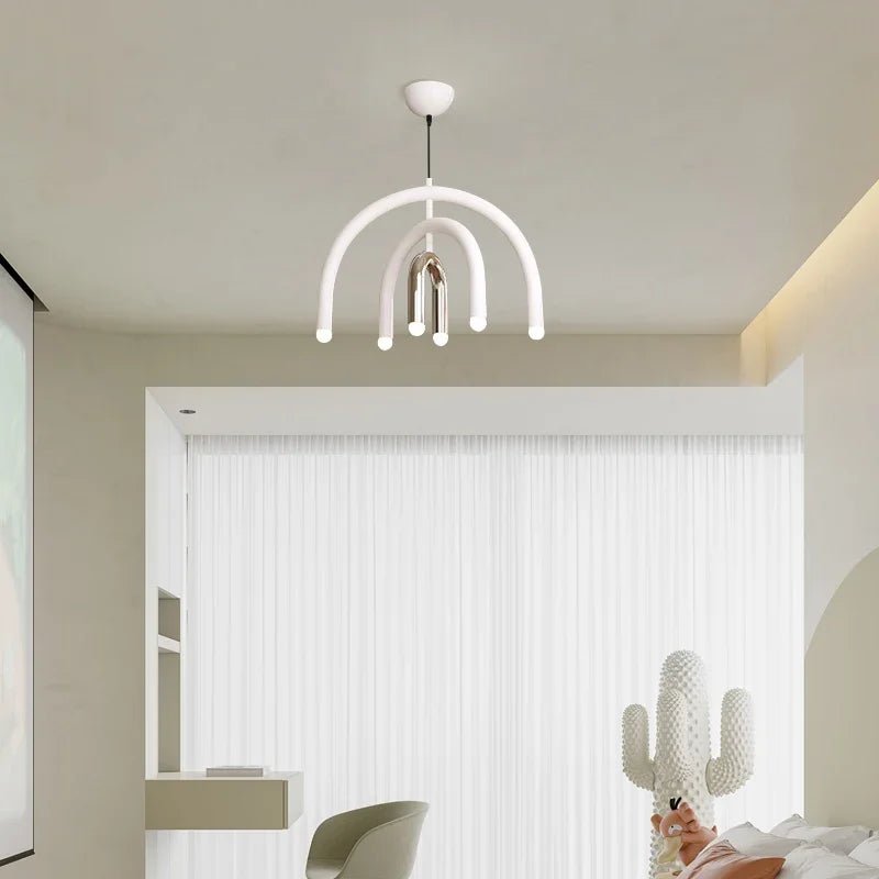 Italian Rainbow U-Shaped Pendant Light in Cream Aluminum - Decorbites