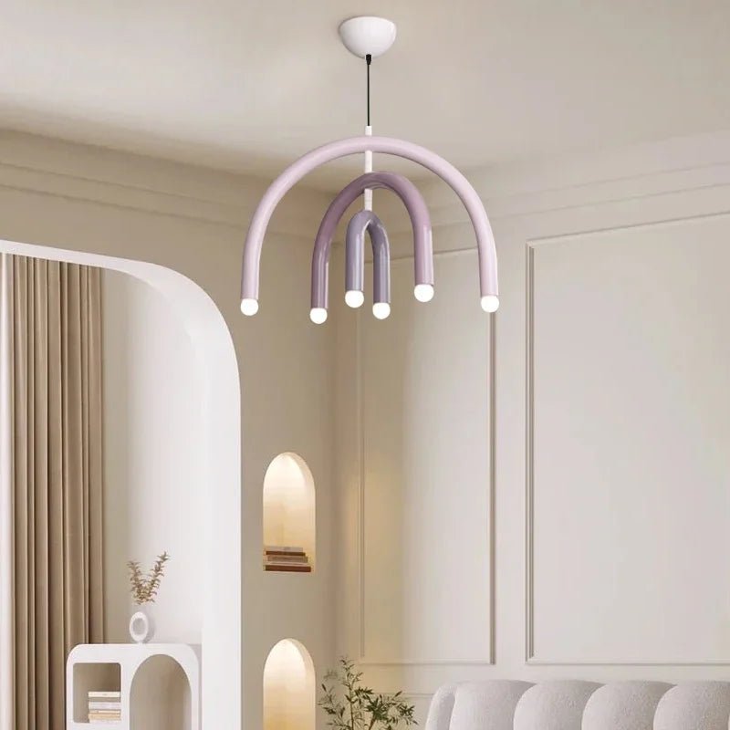 Italian Rainbow U-Shaped Pendant Light in Cream Aluminum - Decorbites