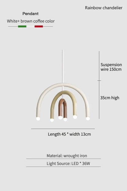Italian Rainbow U-Shaped Pendant Light in Cream Aluminum - Decorbites