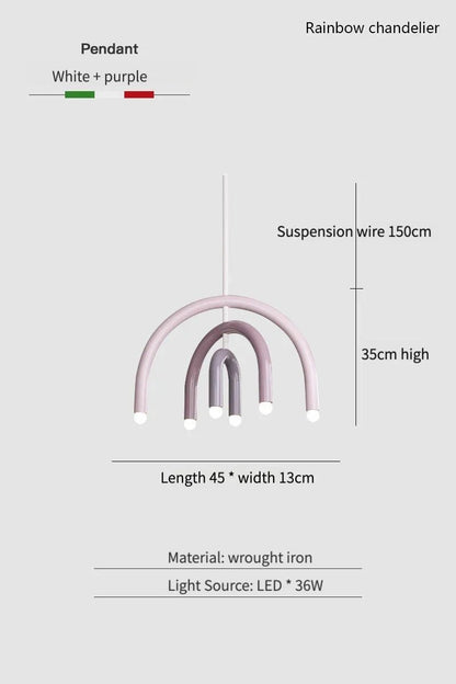 Italian Rainbow U-Shaped Pendant Light in Cream Aluminum - Decorbites