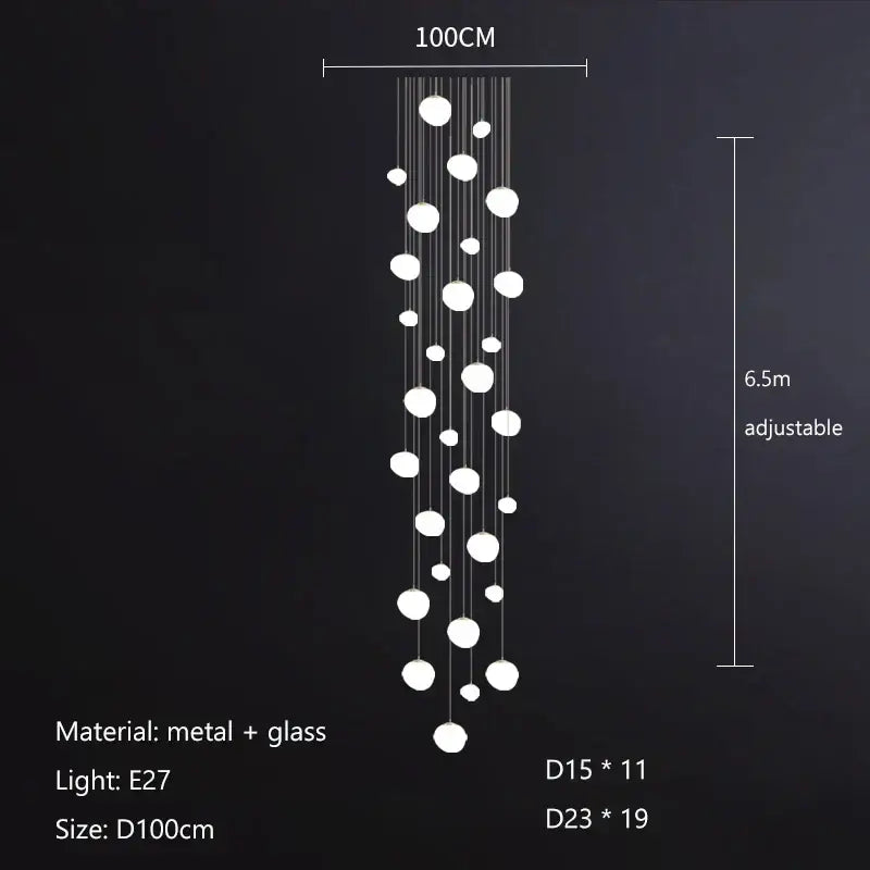 Italian style white bubble glass pendant lamp with adjustable 100cm cascade design decorbites gregg pendant lamp